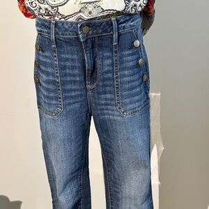 Driftwood-Farrah Melrose Flare Jeans with side buttons, Size 28 x 32